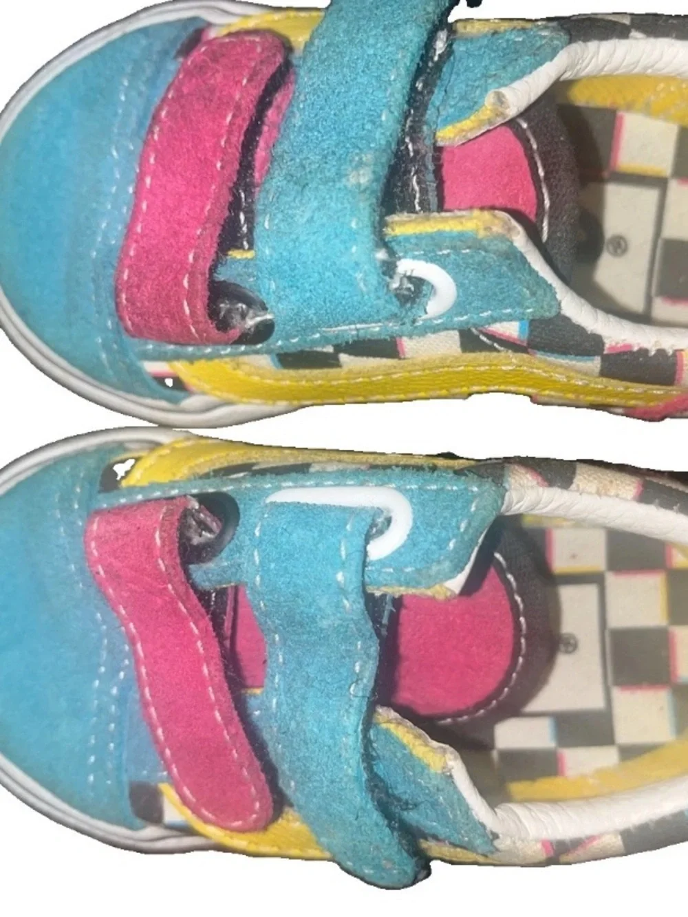Old Skool Vans Crazy Checks Infant Baby Size 3 Teal Yellow Red